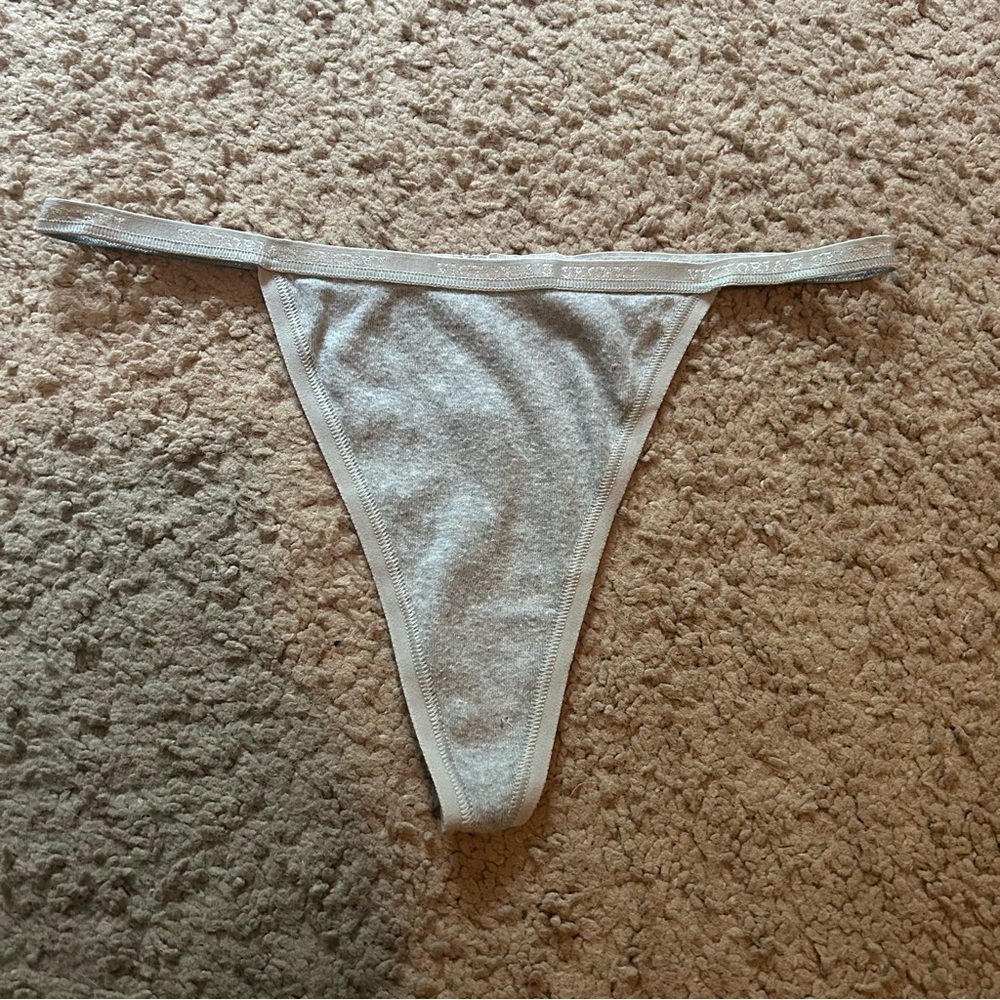 Vintage Victoria’s Secret Gray V-String Thong Vintage Logo Waistband Large